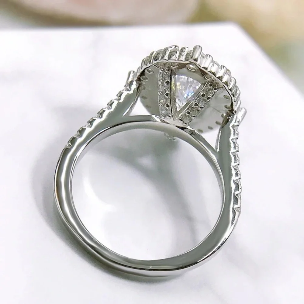 Pear Shaped Halo Silver Ring